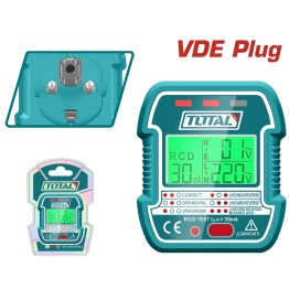 PROBADOR DE ELECTRICIDAD LCD AC 90-250V 45-65HZ RCD 30MA TOTAL-