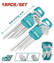 SET TOTAL DE LLAVES HEXAGONALES Y LLAVES TORX 18 PIEZAS