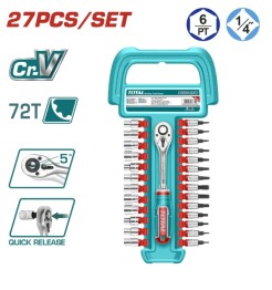 SET DE TUBOS Y PUNTAS CR-V 1/4 " 27PCS