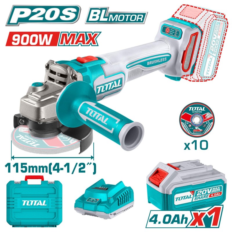 Amoladora Angular Motor Sin Carbon 20V 900W