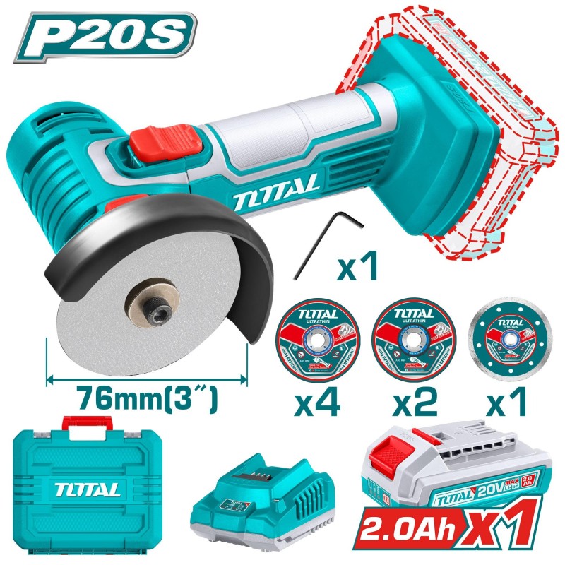 AMOLADORA MINI A BATERIA 20V 76MM TOTAL