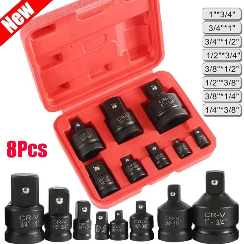 Adaptador de llaves de impacto con 8 pcs