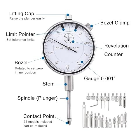 Reloj Comparador con base Magnetica y juego de puntas