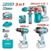 Thumbnail Combo PRO Taladro 96Nm + Rotomartillo + Llave de Impacto 3/4" Total0